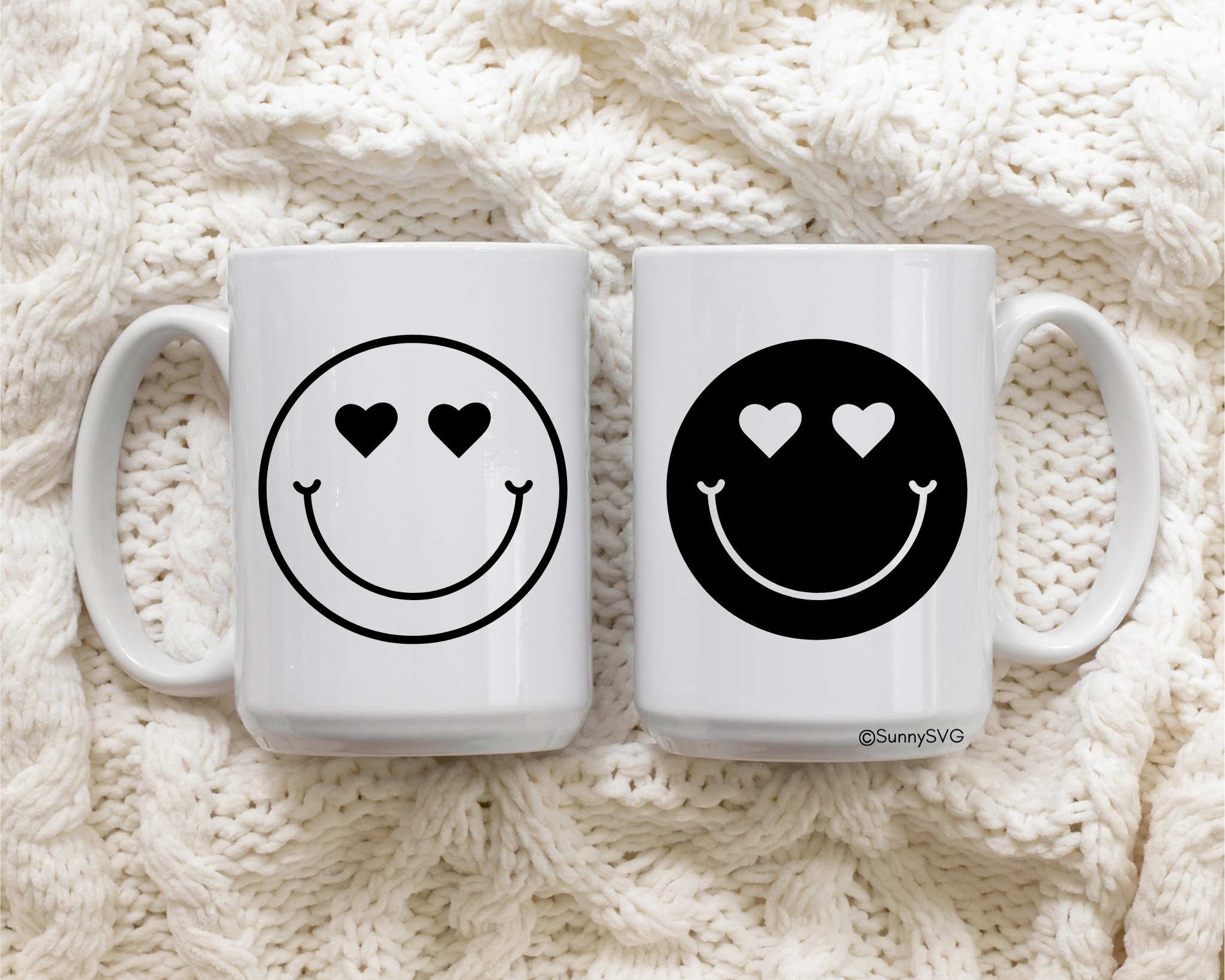 Heart Eye Smiley Face SVG - Free Cut File - Sunny SVG